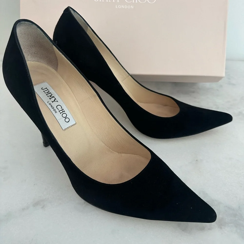 Jimmy Choo black suede pointed heels size 8 - Picture 2 of 13